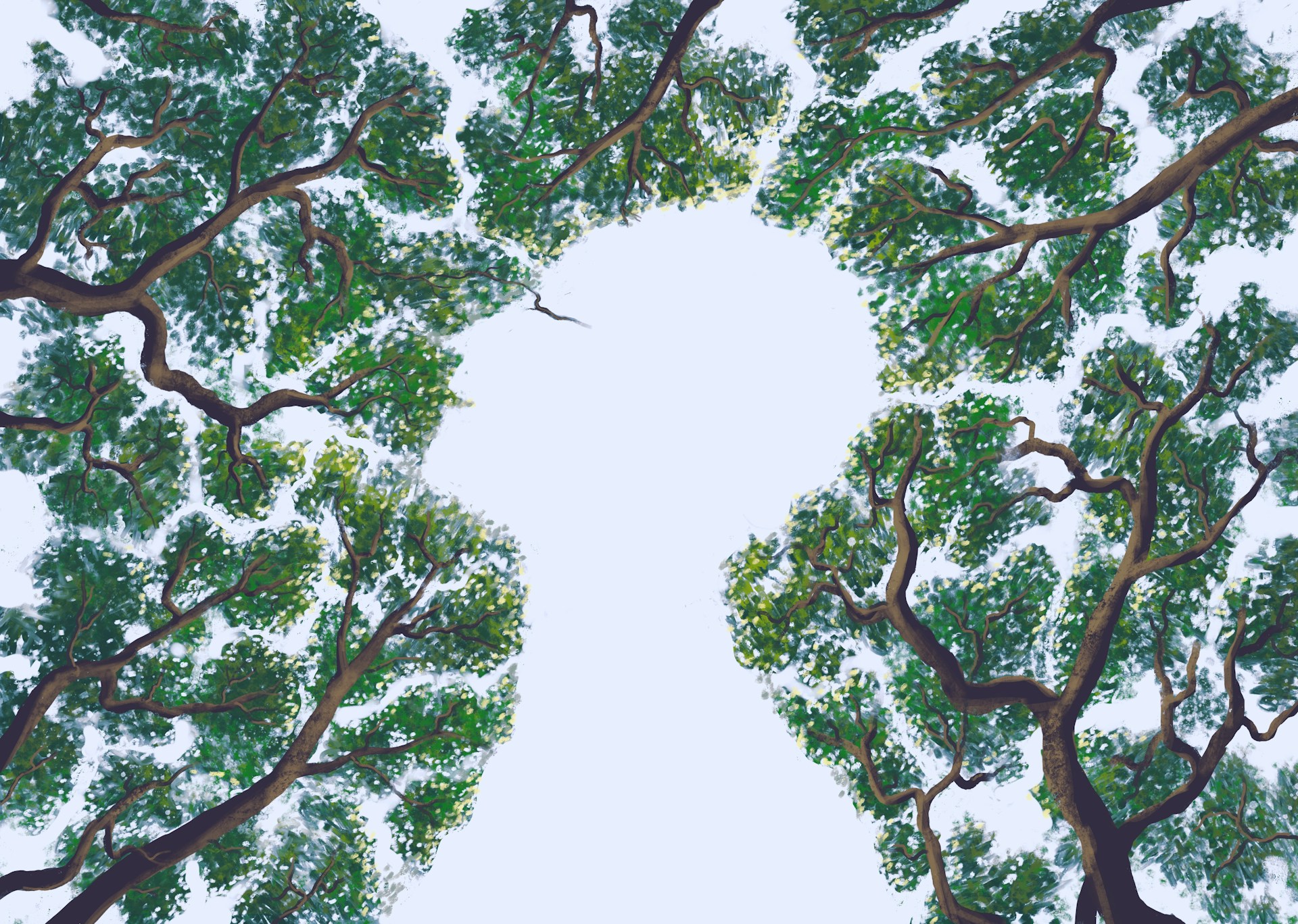 A árvore da vida. Ideia de arte conceitual sobre cérebro, pensamento, psicologia e natureza, pintura surreal de retrato, obra de arte conceitual, ilustração 3D. Folha e floresta